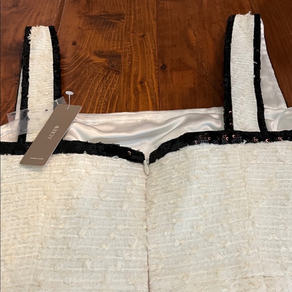 J. Crew Textured Cream/White Midi Dress with Black Sequins - Picture 8 of 8